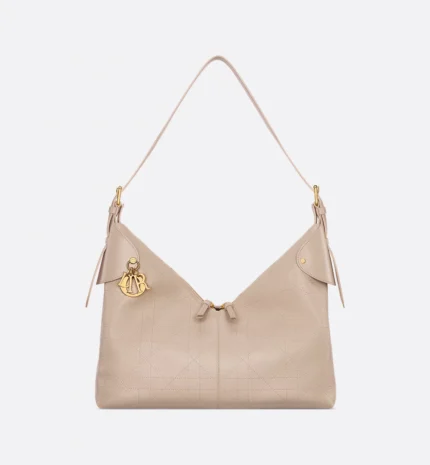 Large Dior Voyage Bag Powder Beige Flat Macrocannage Grained Calfskin